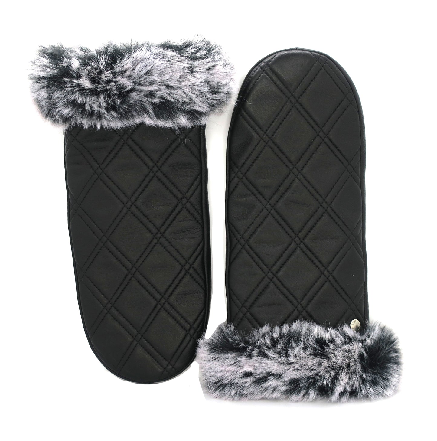 CLUB ROCHELIER LADIES DIAMOND QUILT MITT WITH FAUX FUR CUFF