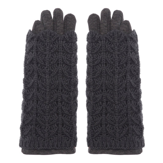 LADIES KNIT GLOVE WITH CABLE KNIT OVERLAY CUFF