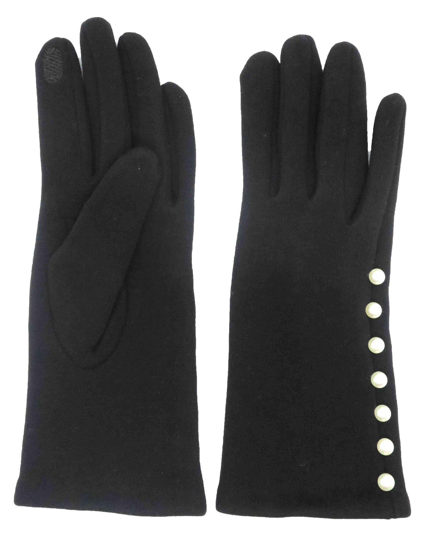 NICCI LADIES KNIT GLOVE WITH PEARL EMBELLISHMENT