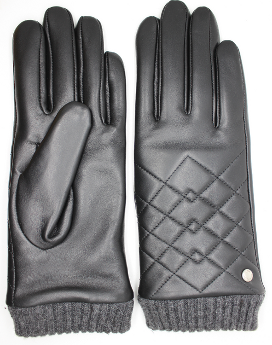 CLUB ROCHELIER LADIES QUILTED GLOVE WITH KNITTED CUFF