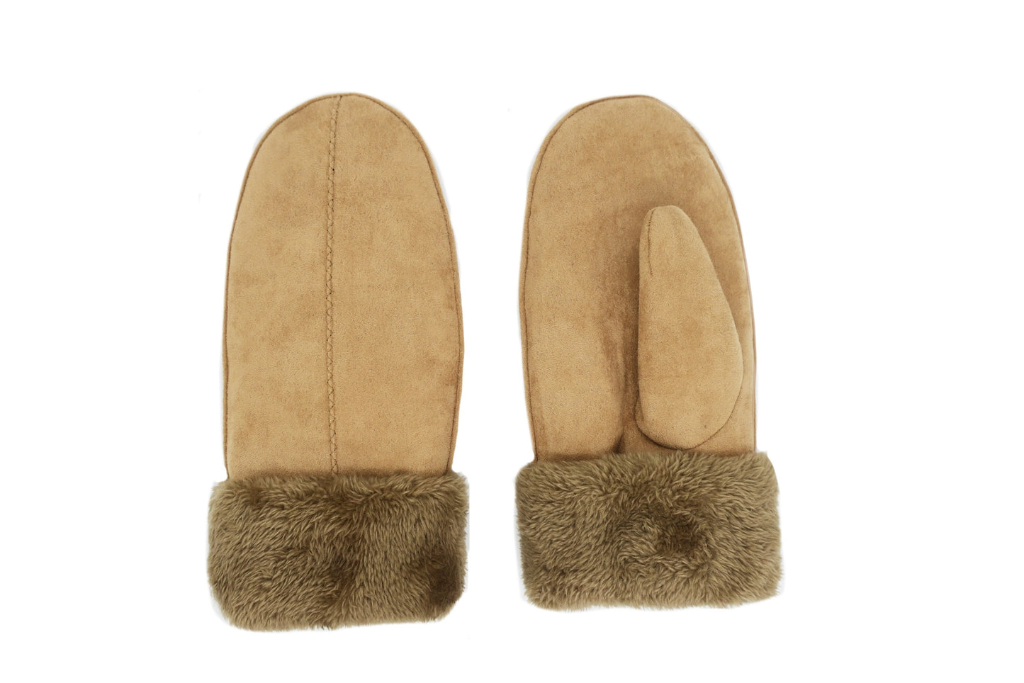 CLUB ROCHELIER LADIES FAUX SUEDE MITTEN WITH SHERPA CUFF