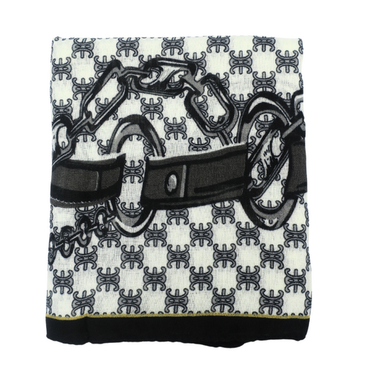 Ladies Luxurious Large Soft Feel Spring Fashion Black And Off White Scarf