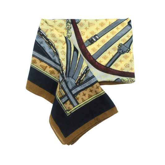 LADIES LUXURIOUS LARGE SOFT FEEL SPRING FASHION BLUE/MATOON/OFF WHITE CHAIN SCARF