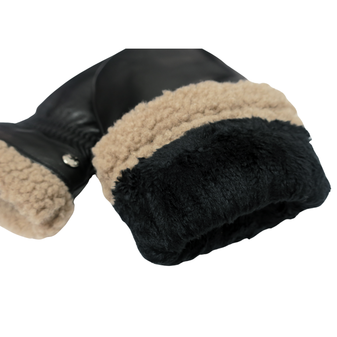 CLUB ROCHELIER LADIES LEATHER MITT WITH BERBER CUFF