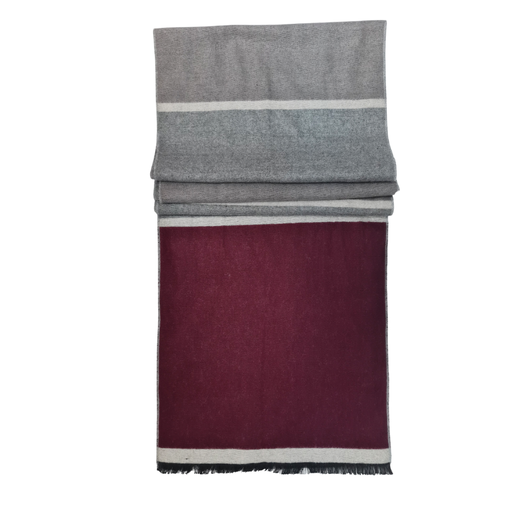 CLUB ROCHELIER- MEN'S VISCOSE BLENF STRIPED REVERSIBLE SCARF