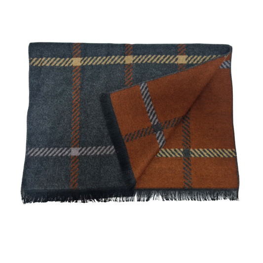 CLUB ROCHELIER MEN'S VISCOSE BLEND REVERSIBLE PLAID SCARF