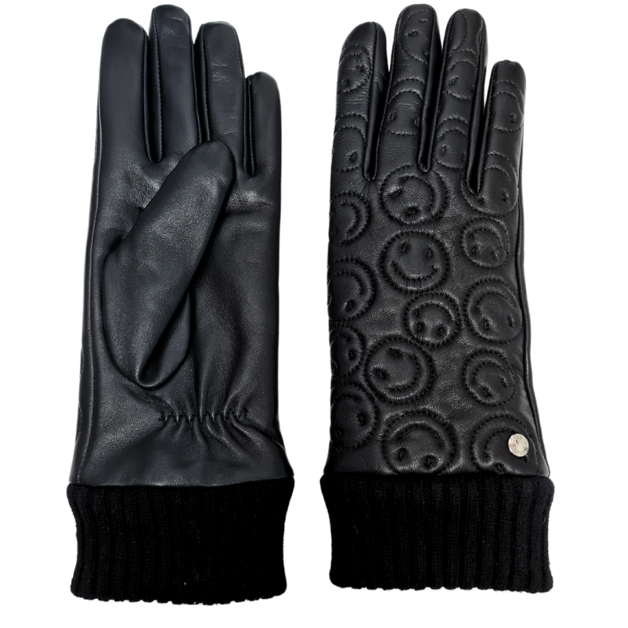 CLUB ROCHELIER LEATHER GLOVE WITH IMPRINTED SMILEY