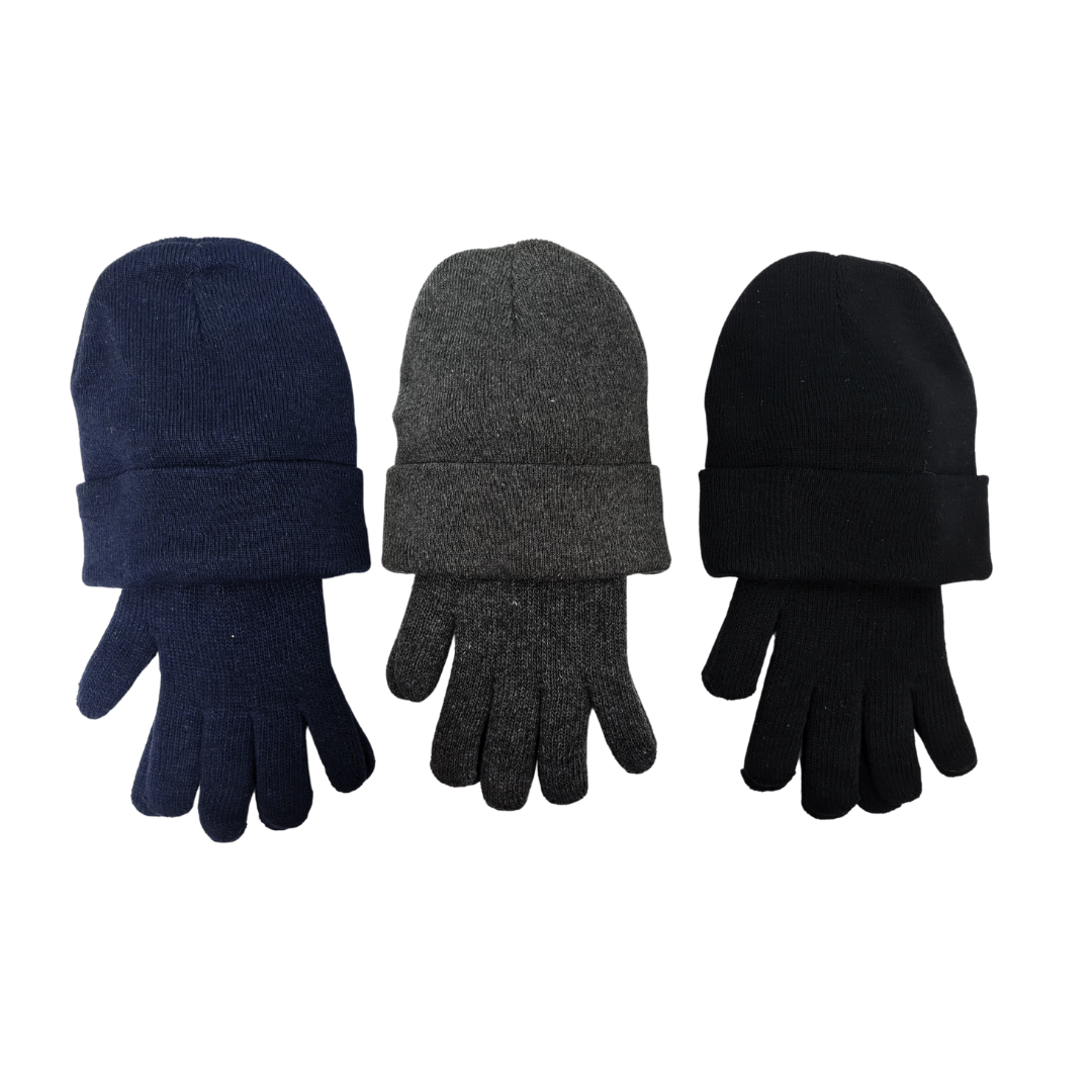 NICCI UNISEX HAT AND GLOVE SET FROM RECYLCELD YARN