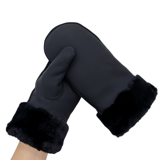 NICCI LADIES WATER RESISTANT MITTEN WITH FAX FUR CUFF