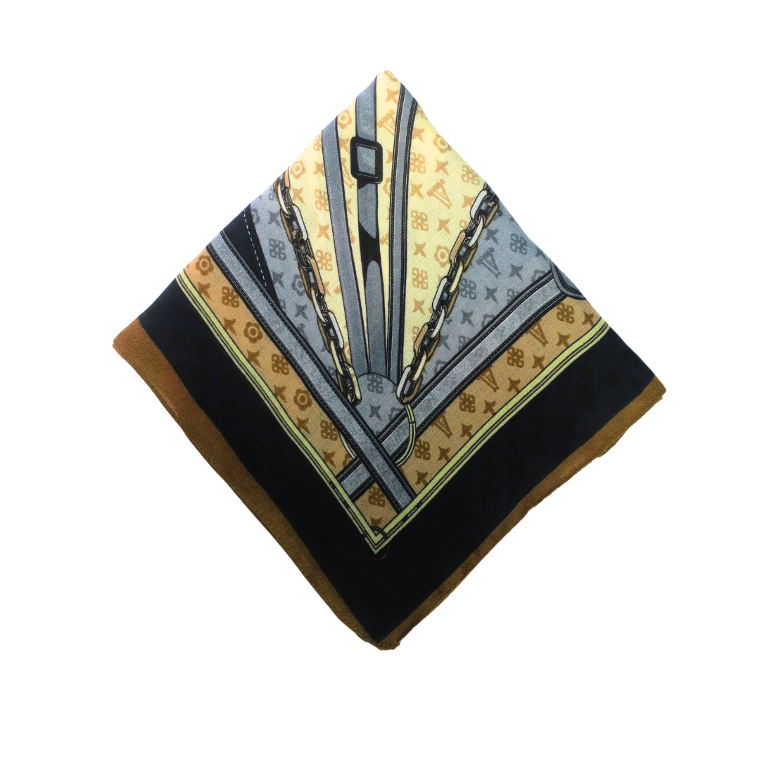 LADIES LUXURIOUS LARGE SOFT FEEL SPRING FASHION BLUE/MATOON/OFF WHITE CHAIN SCARF