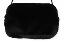 Ladies' Faux Fur Hand Muff with Built-In Pocket & Carry Strap – Black