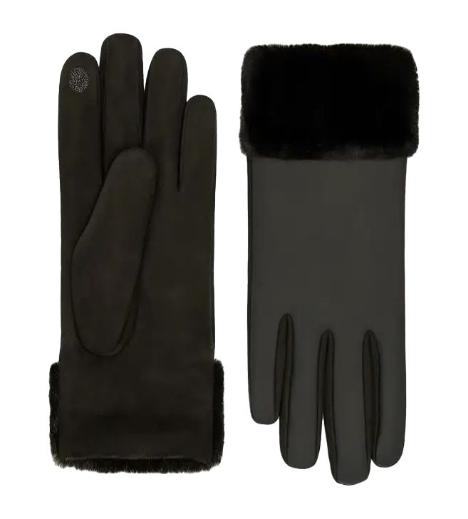 NICCI Ladies Vegan Leather Gloves With Faux Fur Cuff