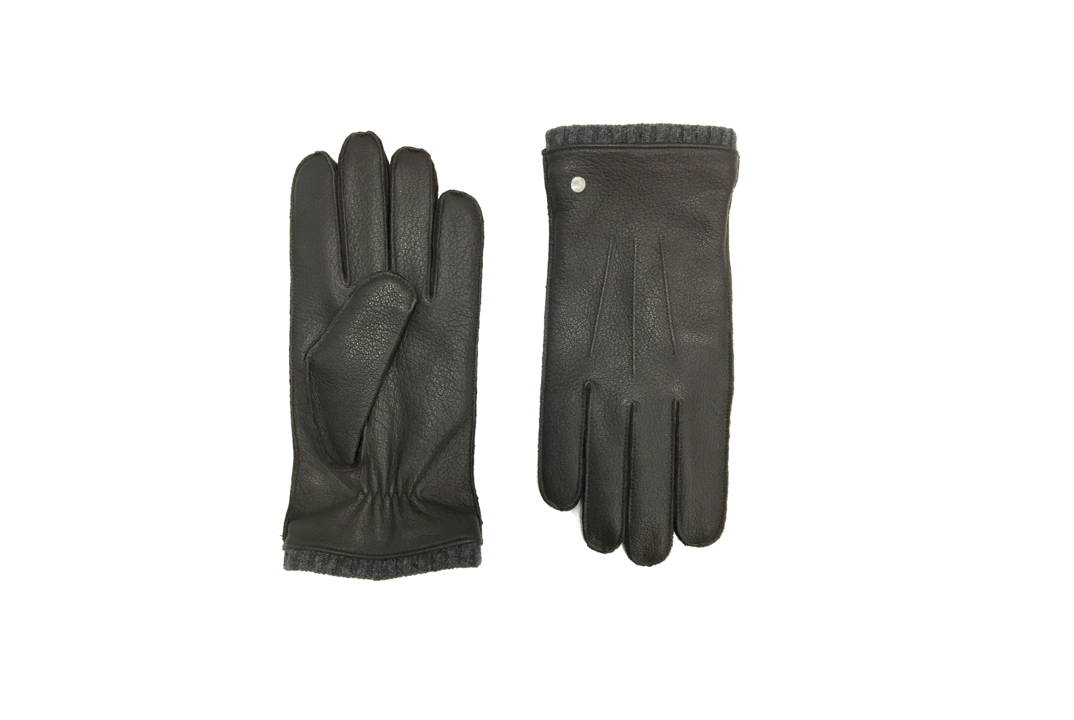 CLUB ROCHELIER CHINESE DEERSKIN MEN'S LEATHER GLOVE WITH KNIT CUFF