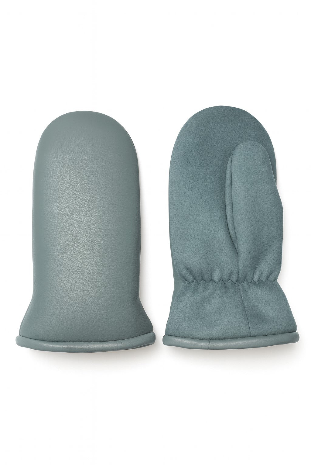 LADIES VEGAN LEATHER & FAUX SUEDE MITT WITH FAUX FUR LINING