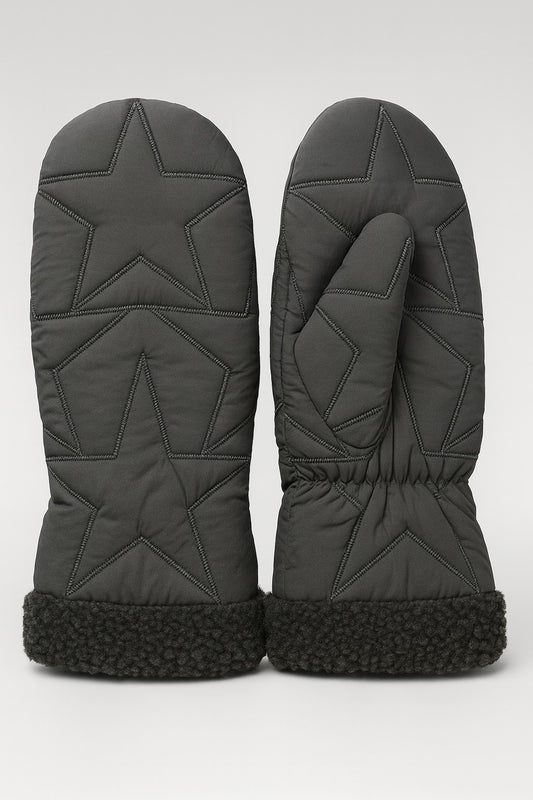 NICCI LADIES STAR PATTERN MITTEN WITH SHERPA CUFF
