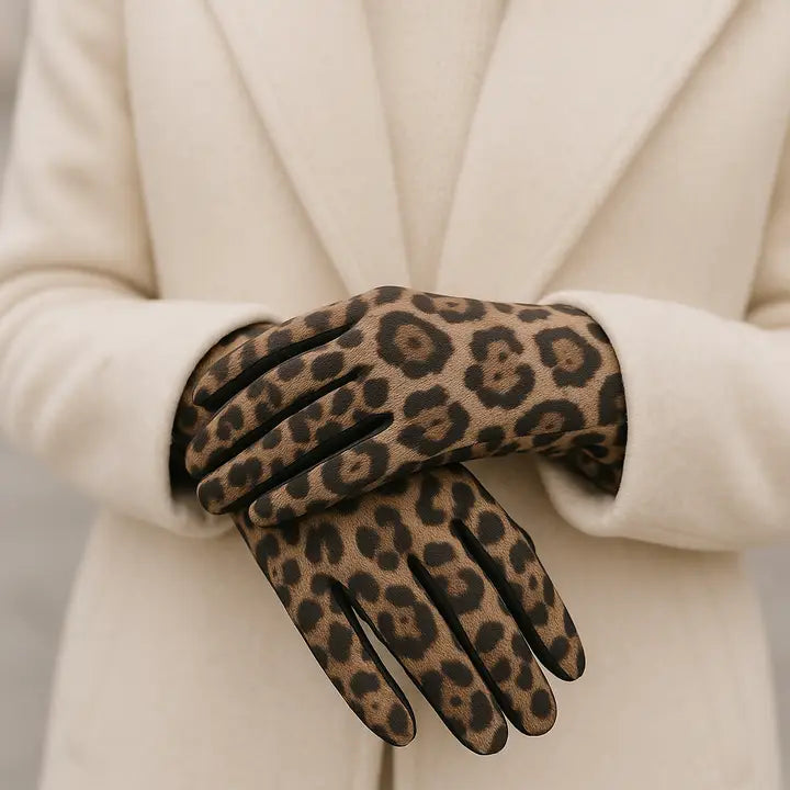 CLUB ROCHELIER LADIES ANIMAL PRINT KNIT GLOVE