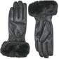 CLUB ROCHELIER LADIES LEATHER GLOVE WITH LUXURIOUS FUR CUFF