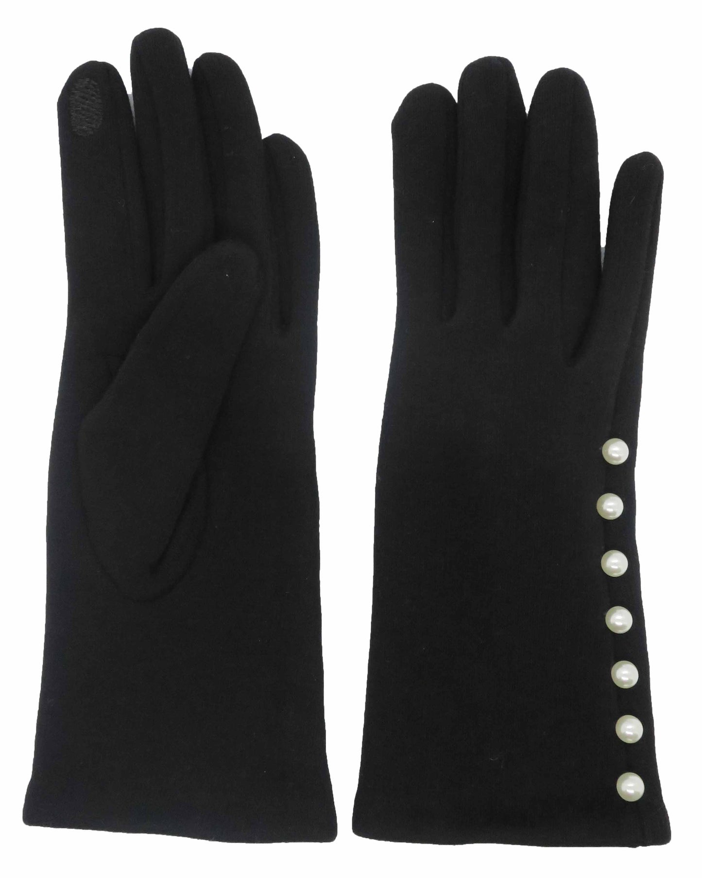 NICCI LADIES KNIT GLOVE WITH PEARL EMBELLISHMENT