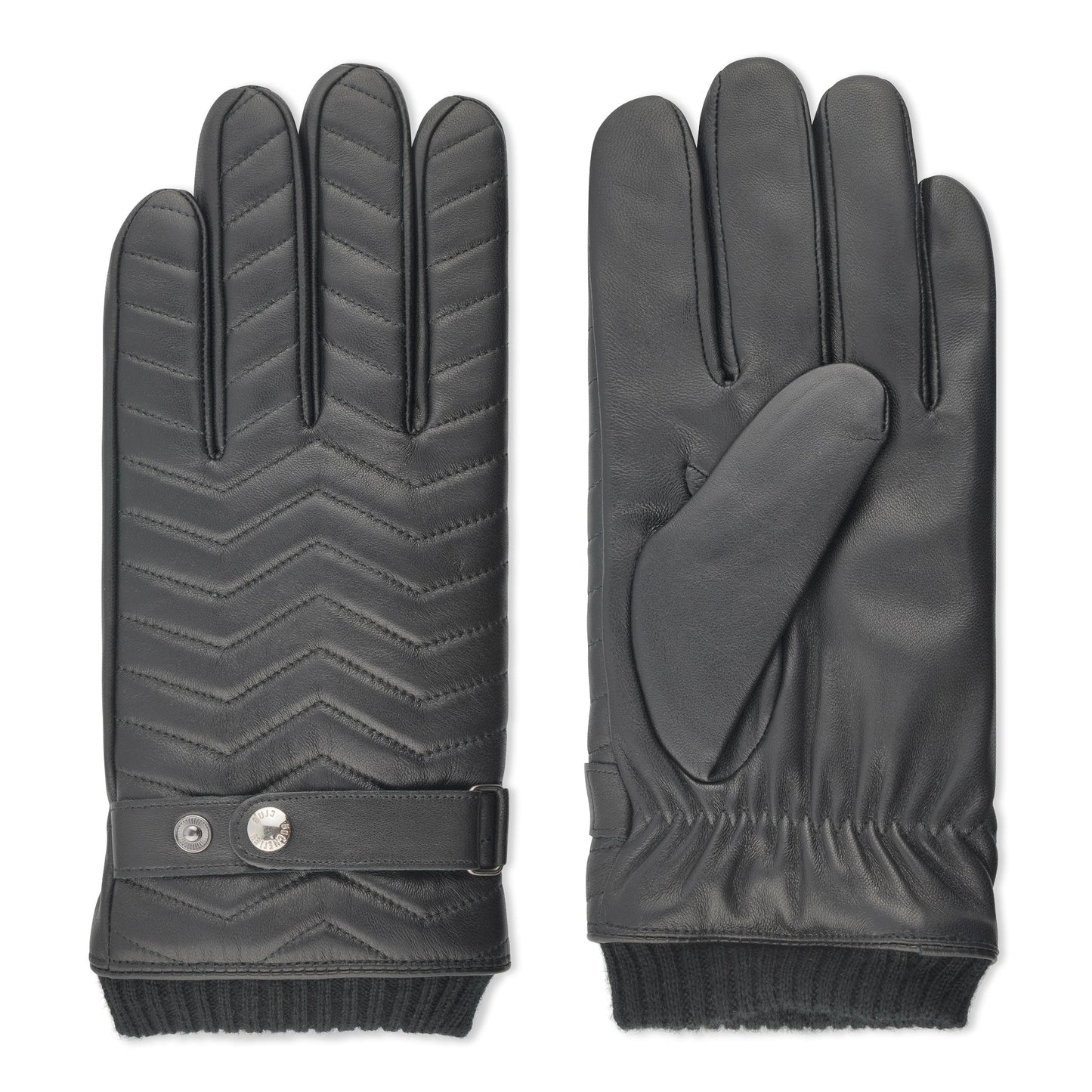 CLUB ROCHELIER MEN'S LEATHER GLOVE WITH RIBBED DETAIL