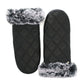 CLUB ROCHELIER LADIES DIAMOND QUILT MITT WITH FAUX FUR CUFF
