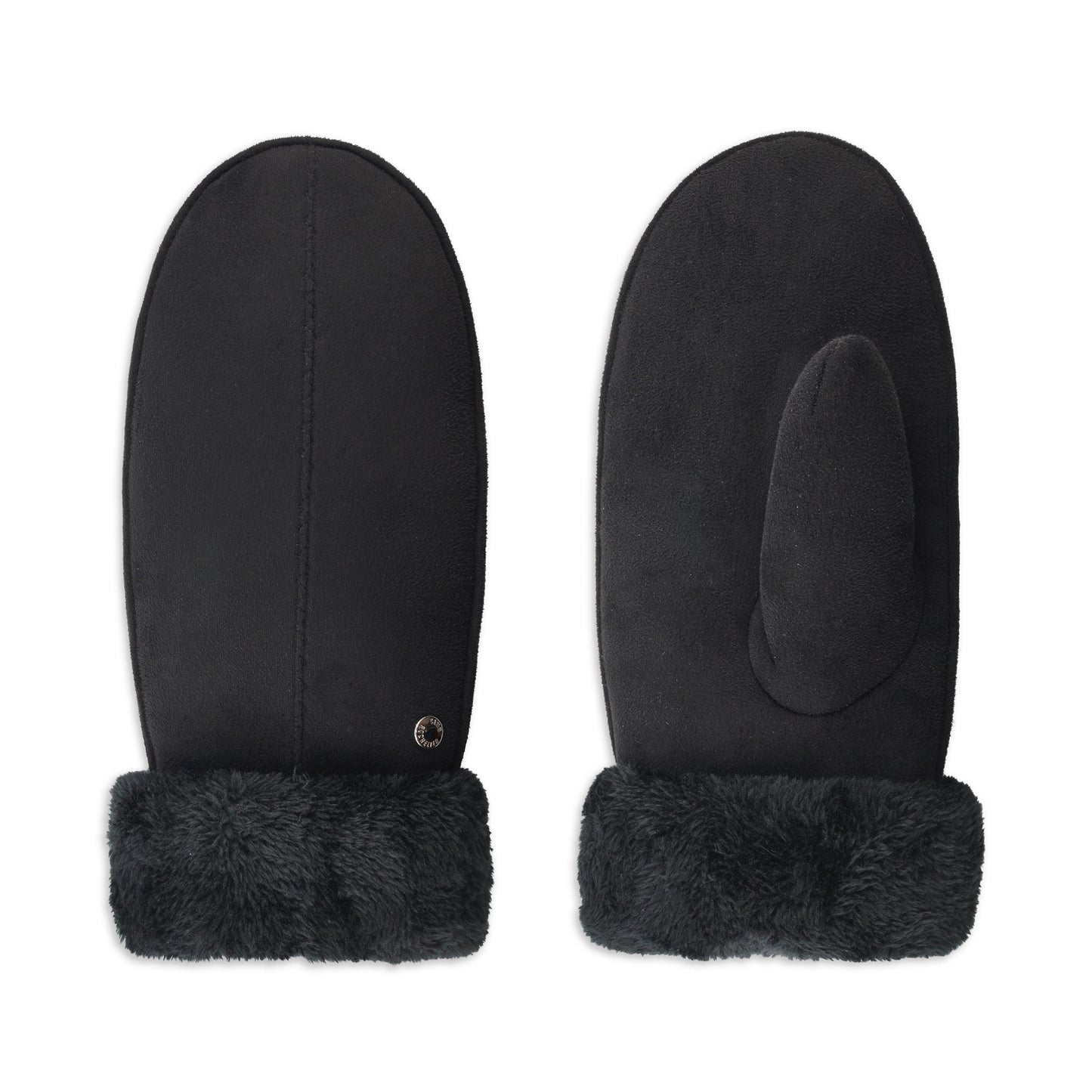 CLUB ROCHELIER LADIES FAUX SUEDE MITTEN WITH SHERPA CUFF