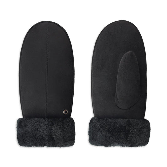 CLUB ROCHELIER LADIES FAUX SUEDE MITTEN WITH SHERPA CUFF