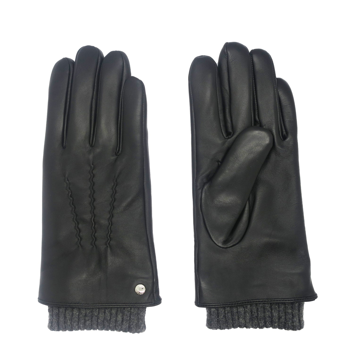 CLUB ROCHELIER MEN'S CLASSIC LEATHER GLOVE WITH PIN-TUCK AND KNIT CUFF
