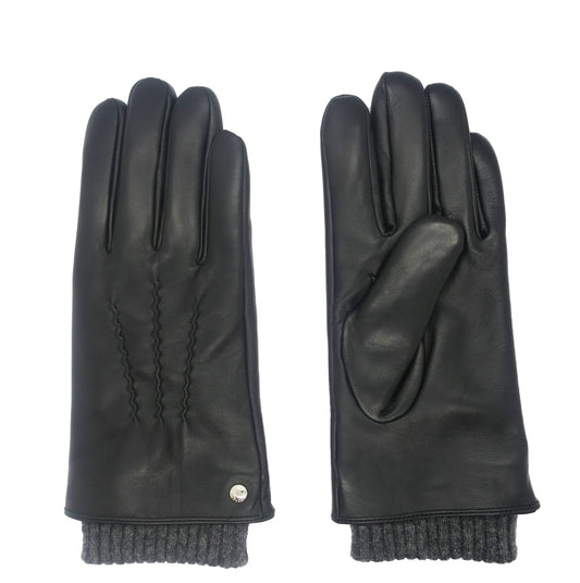 CLUB ROCHELIER MEN'S CLASSIC LEATHER GLOVE WITH PIN-TUCK AND KNIT CUFF