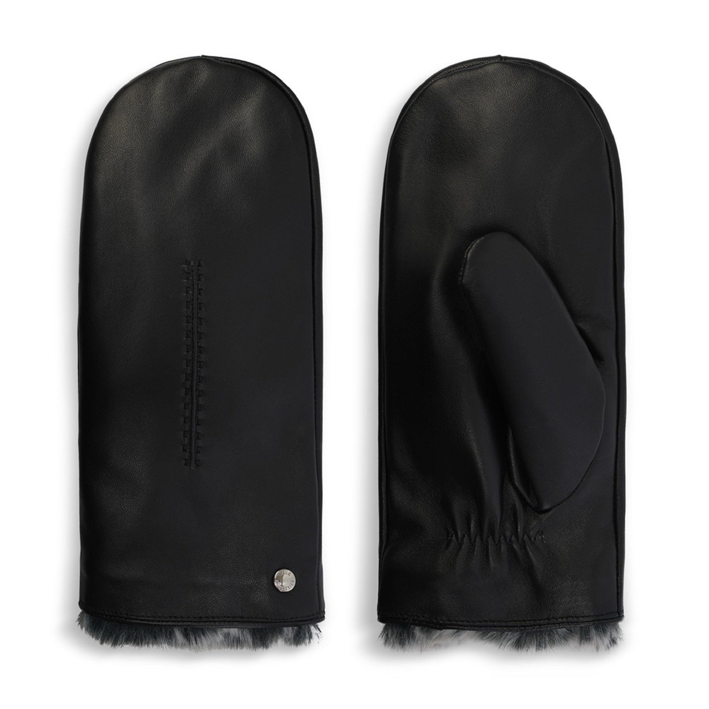 CLUB ROCHELIER LADIES LEATHER MITTEN WITH EXPOSED FAUX FUR LINING