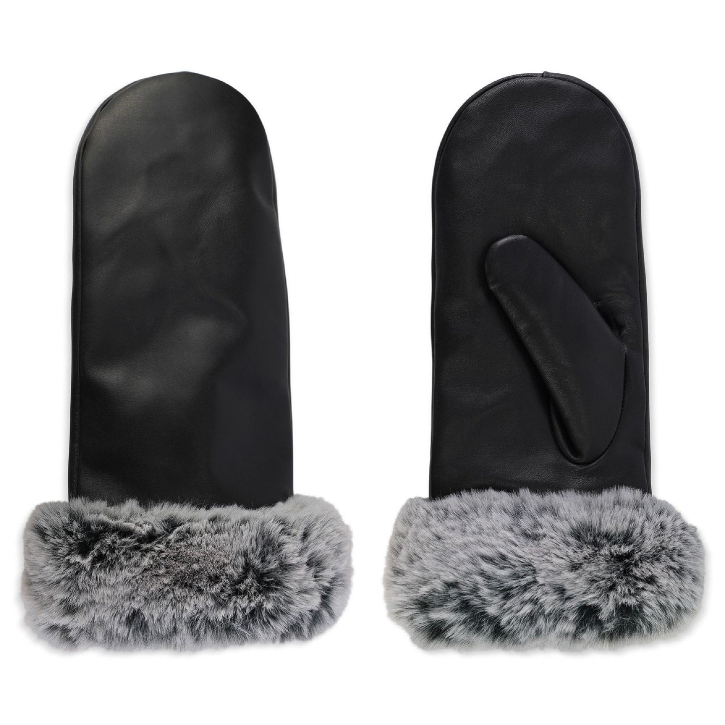 CLUB ROCHELIER LADIES LEATHER MITTEN WITH LUXURIOUS FUR CUFF