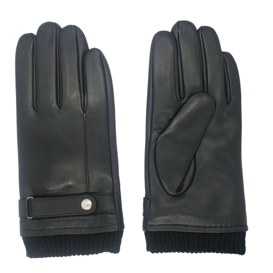 Club Rochelier Men's Leather Glove With Knit Cuff & Belt