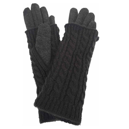 LADIES KNIT GLOVE WITH CABLE KNIT OVERLAY CUFF