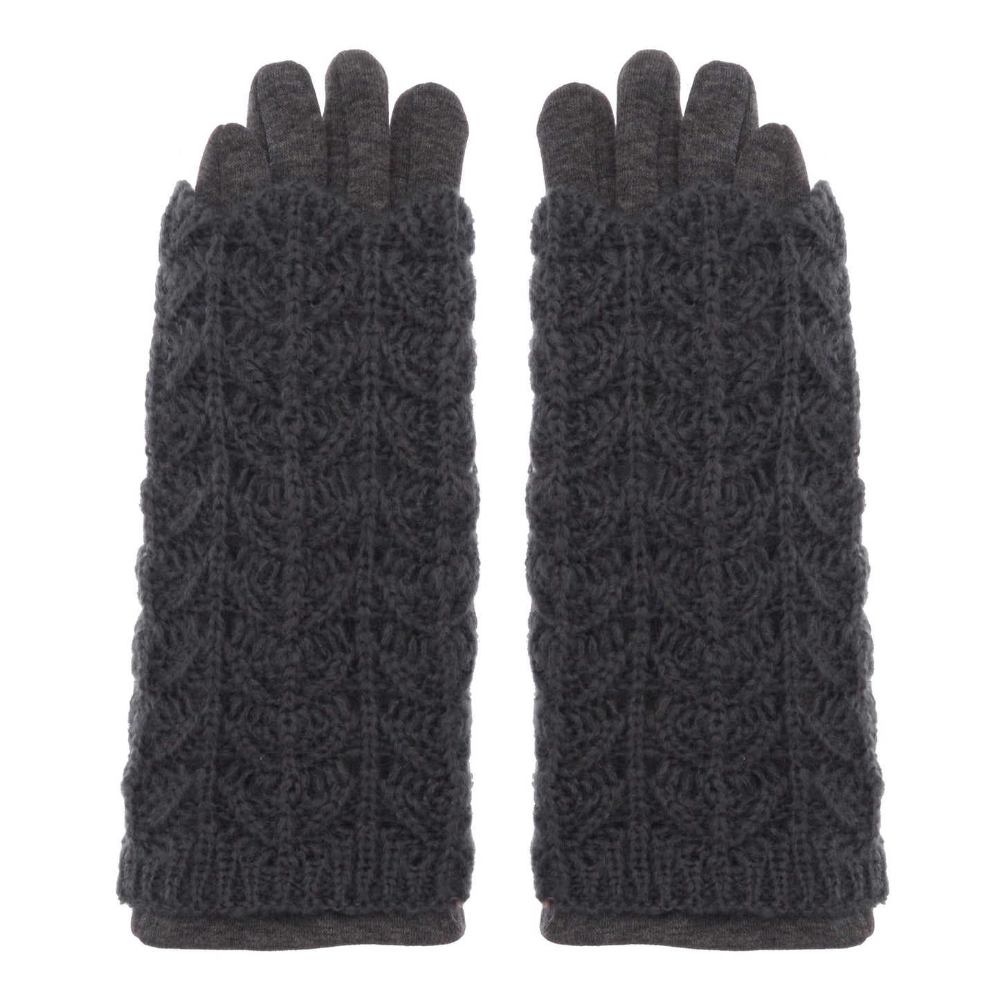 LADIES KNIT GLOVE WITH CABLE KNIT OVERLAY CUFF