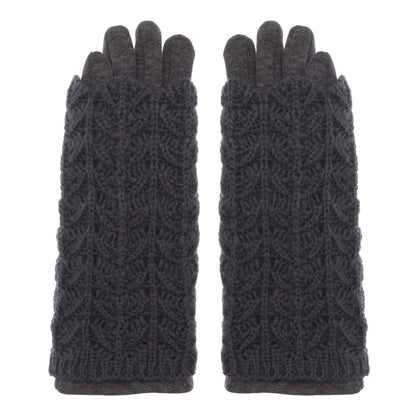 LADIES KNIT GLOVE WITH CABLE KNIT OVERLAY CUFF