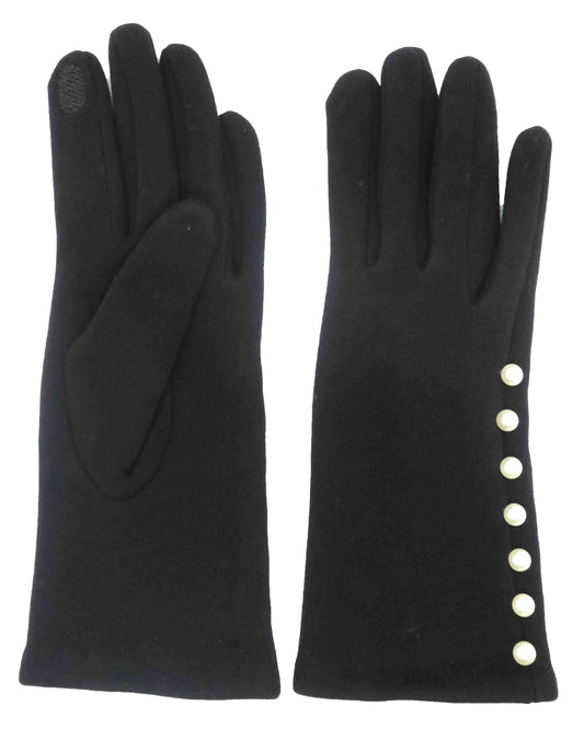 NICCI LADIES KNIT GLOVE WITH PEARL EMBELLISHMENT