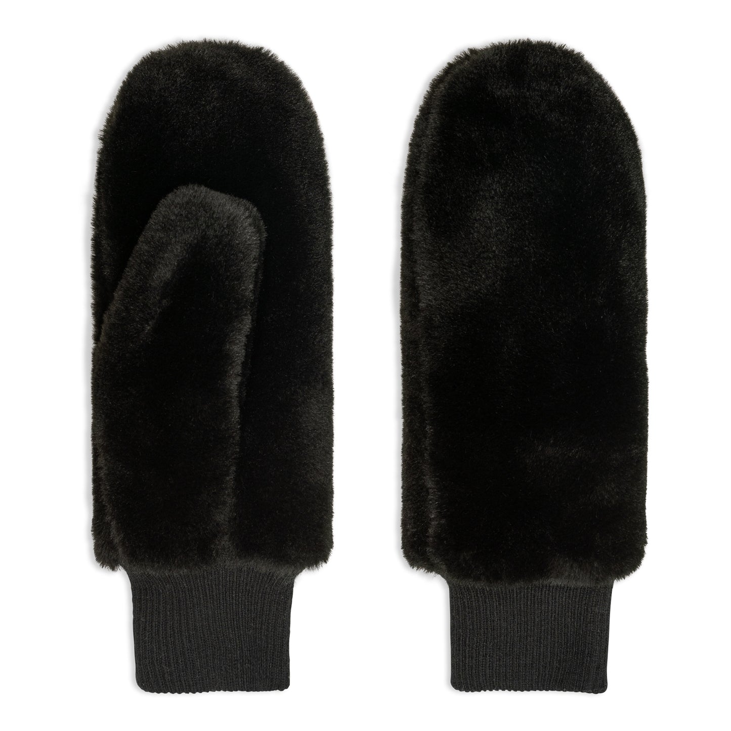 NICCI LADIES FAUX FUR MITTEN WITH KNITTED CUFF