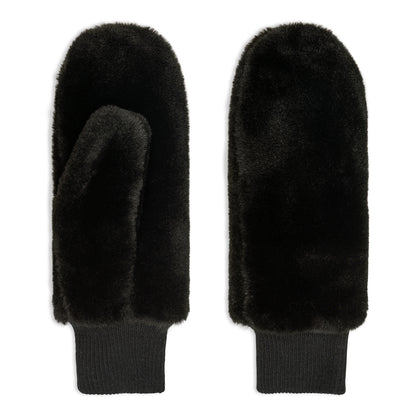 NICCI LADIES FAUX FUR MITTEN WITH KNITTED CUFF