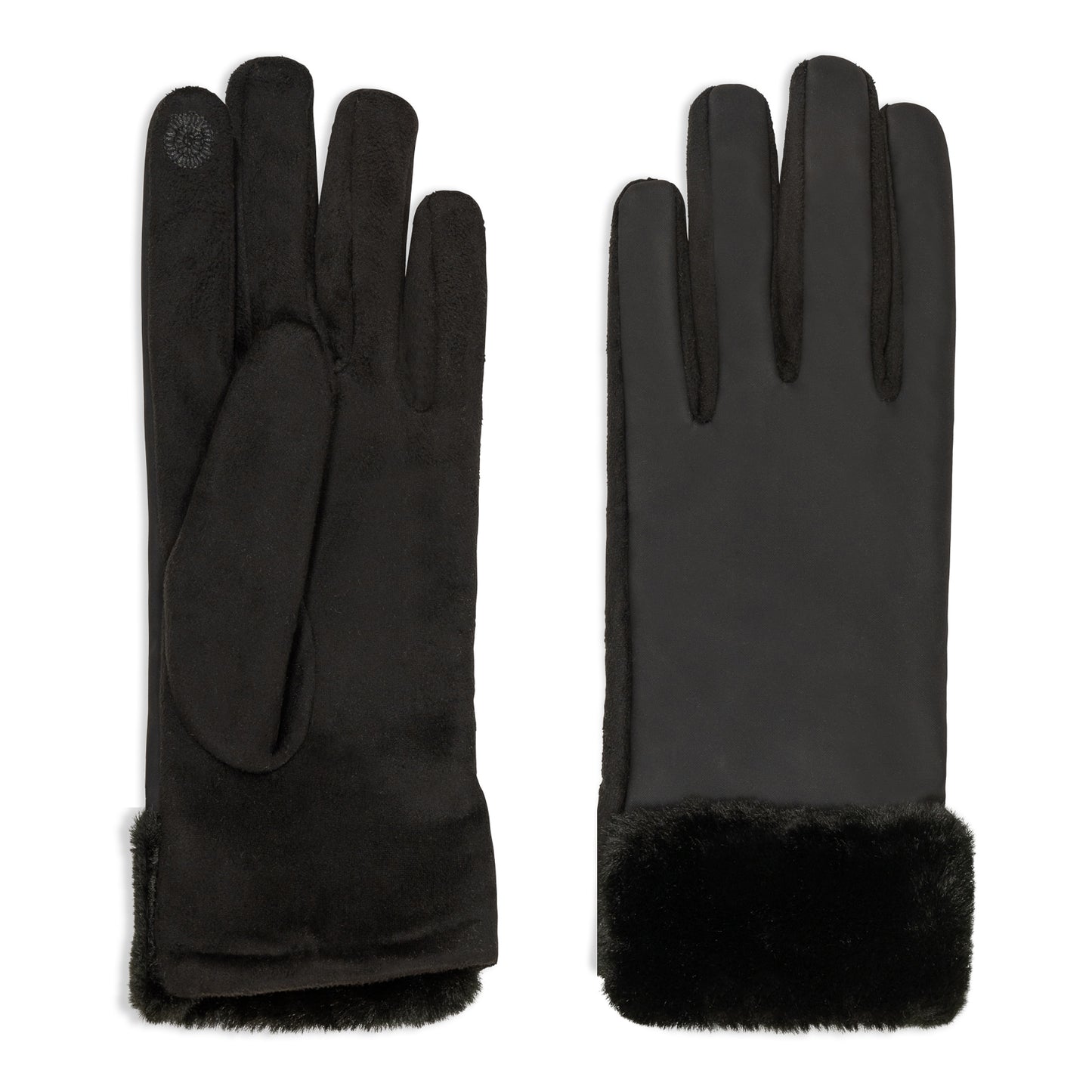 NICCI LADIES PU WATER REPELLENT GLOVE WITH FAUX FUR CUFF