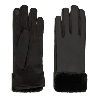 NICCI LADIES PU WATER REPELLENT GLOVE WITH FAUX FUR CUFF