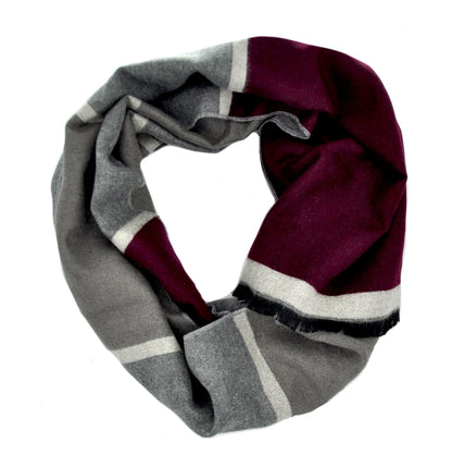 CLUB ROCHELIER- MEN'S VISCOSE BLENF STRIPED REVERSIBLE SCARF