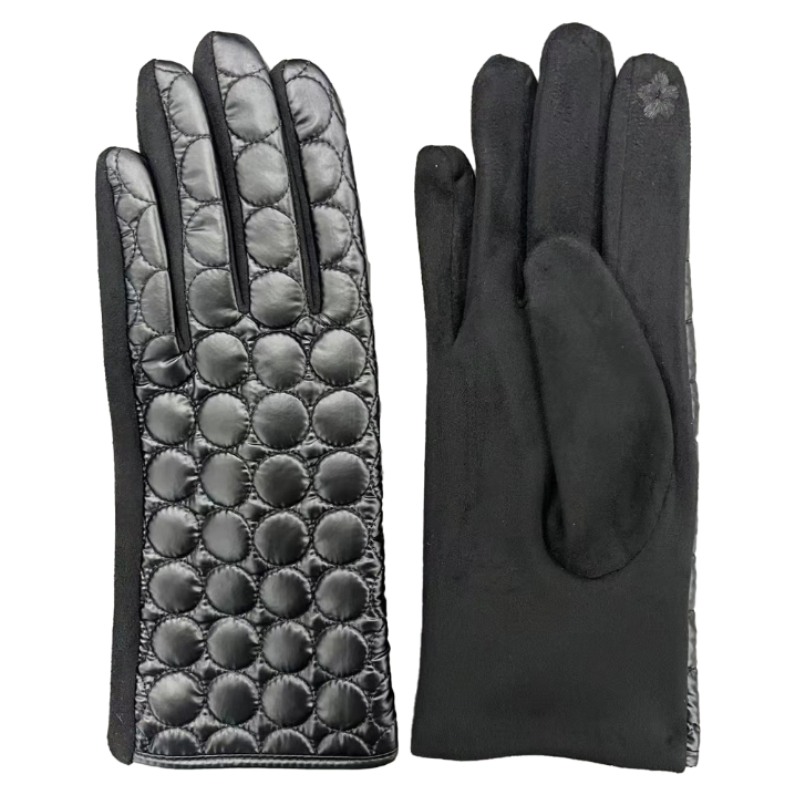 CLUB ROCHELIER LADIES BUBBLE QUILTED PU/FAUX SUEDE GLOVE