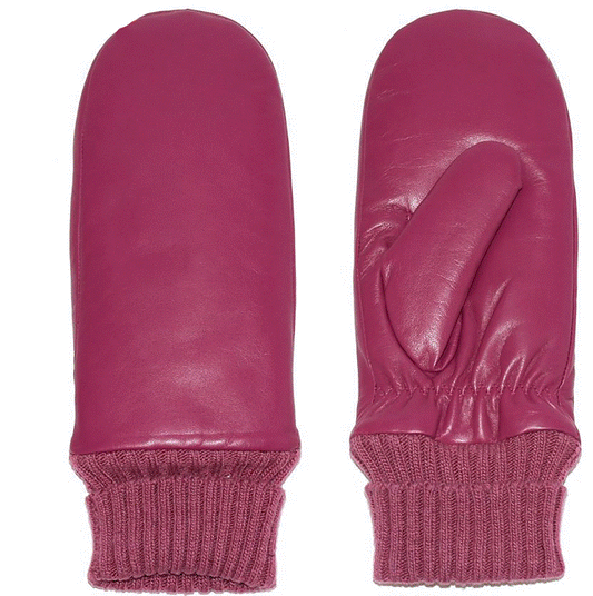Club Rochelier Ladies Leather Mitten with Knitted Cuff
