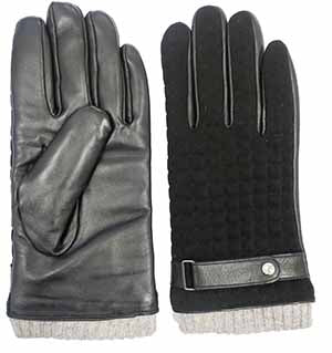 CLUB ROCHELIER MENS QUILTED FABRIC/LEATHER GLOVE