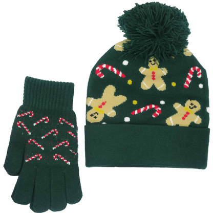 NICCI 2 PIECE HOLIDAY HAT GLOVE SET