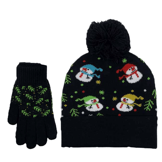 NICCI 2 PIECE HOLIDAY HAT GLOVE SET
