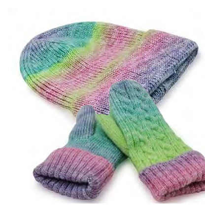 NICCI LADIES TY-DYE HAT AND MITTEN SET
