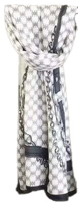 Ladies Luxurious Large Soft Feel Spring Fashion Black And Off White Scarf