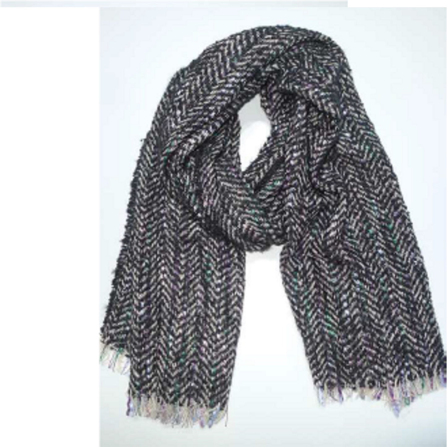 LADIES NICCI KNITTED SCARF WITH MULTI COLOR ACCENTS