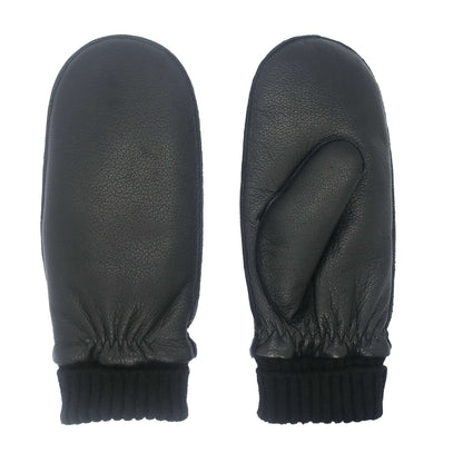 CLUB ROCHELIER MEN'S DEERSKIN LEATHER MITTEN WITH KNIT CUFF