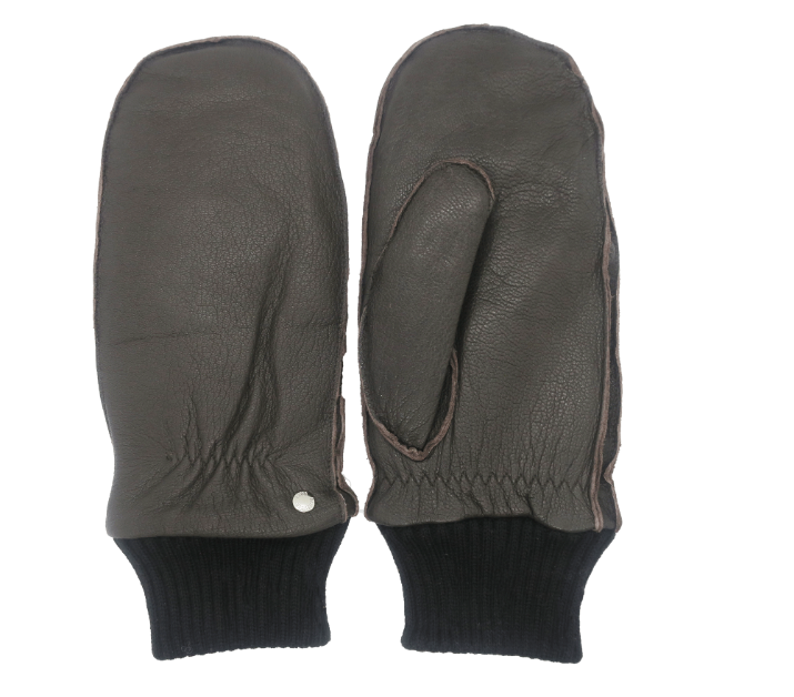 CLUB ROCHELIER MEN'S DEERSKIN LEATHER MITTEN WITH KNIT CUFF